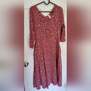 Pact Western Floral Fit And Flare Dress Size Medium